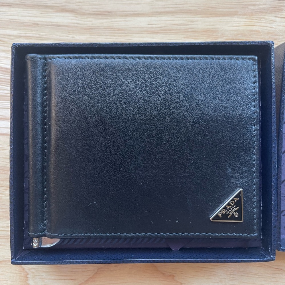 Prada black billfold wallet
